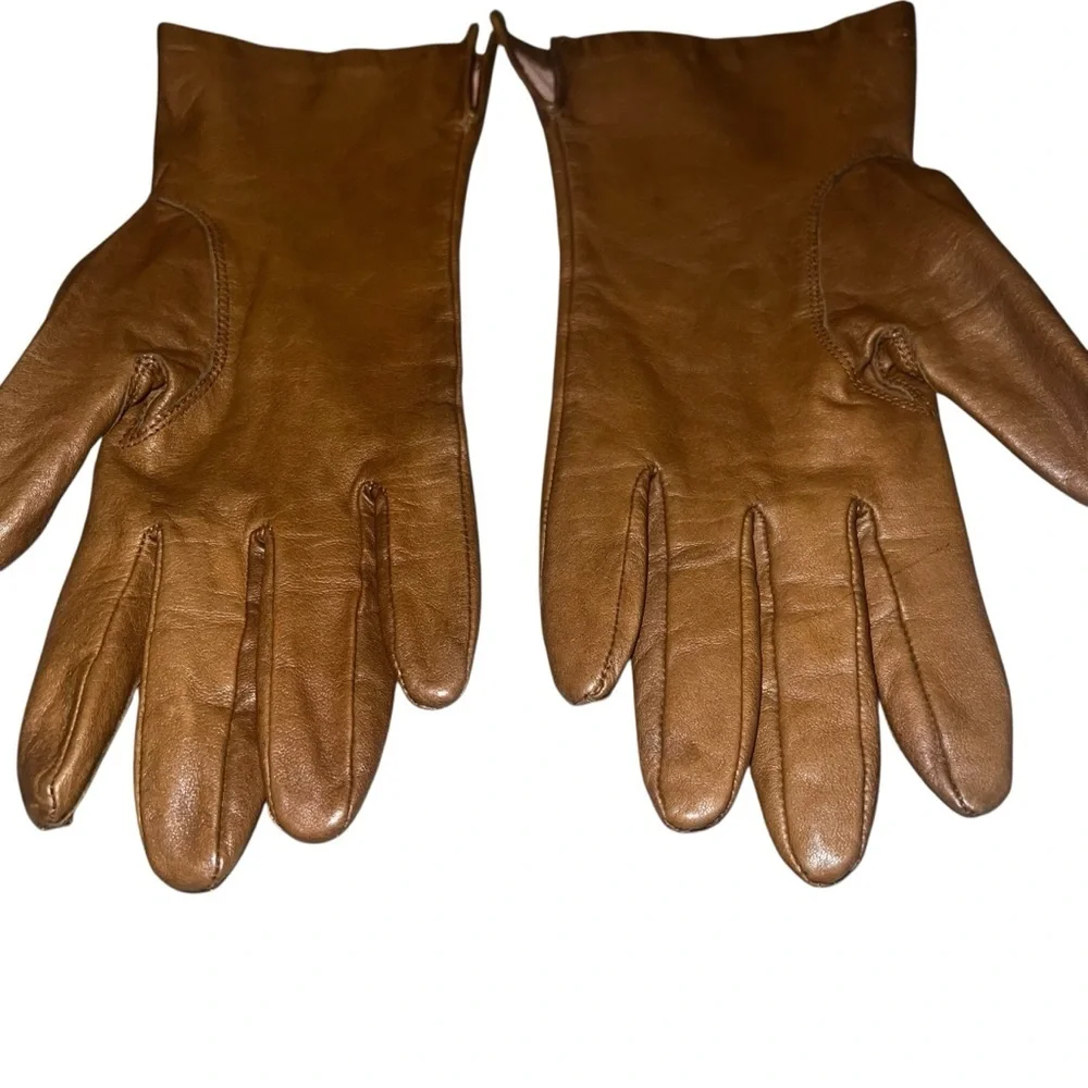 EUC Fownes Vintage Camel Tan Leather Driving Gloves Size 7.5